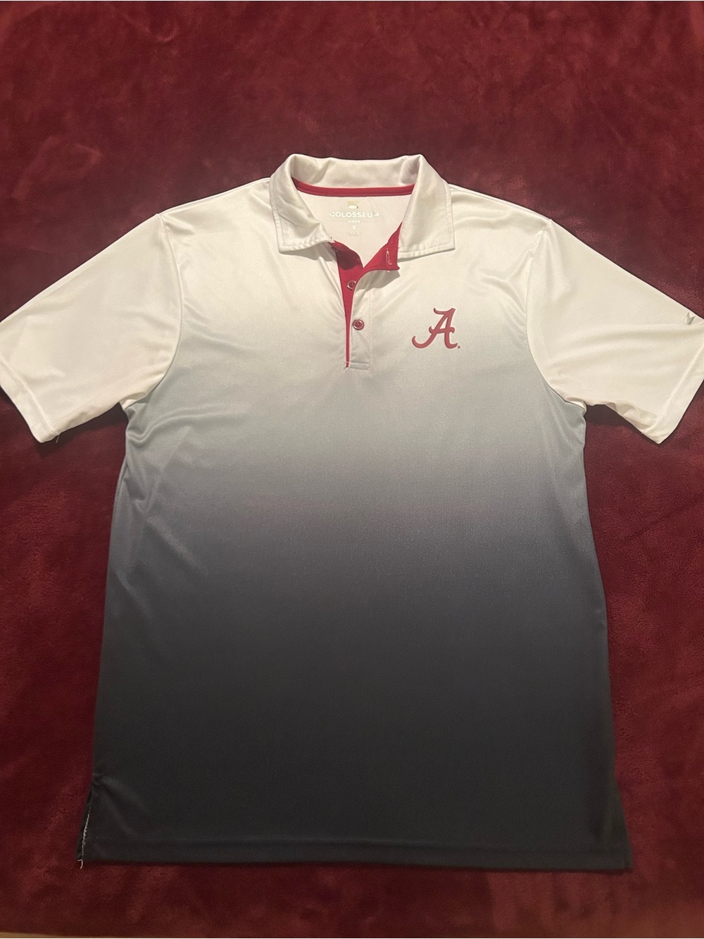 University of Alabama Colosseum White to Gray Ombre Polo with Crimson 'A' Accent